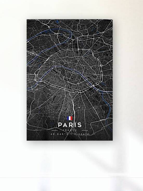 Paris Dark Edition | City Map Art Print by CityMapsArt
